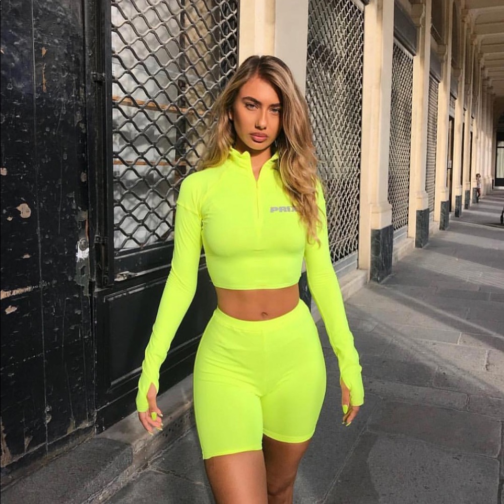PRIX neon yellow matching set